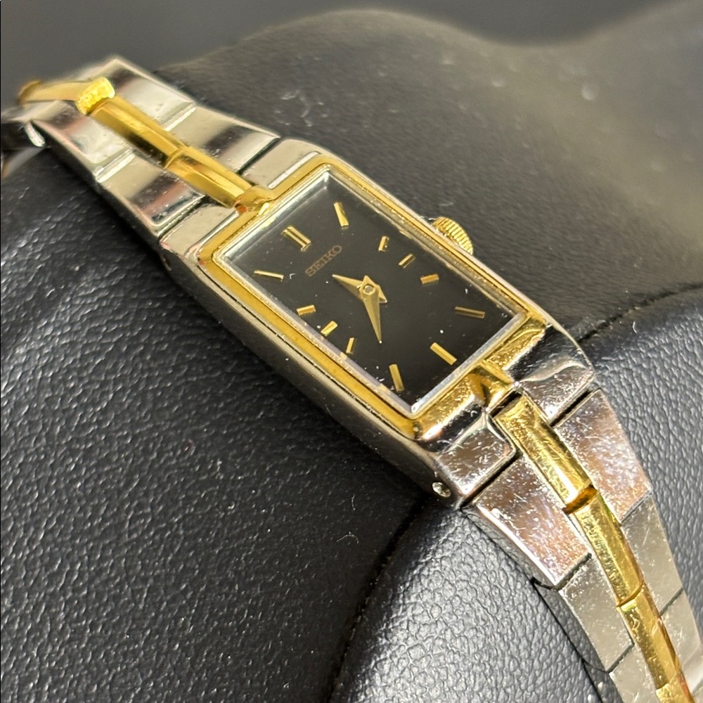 Seiko Two Tone Rectangular Case Classic Womens Dr… - image 4